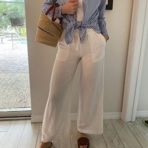 White Linen Beach Pants in Sz XS